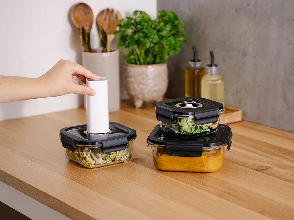 FIRKANTET VAKUUM GLASBEHOLDER – 800ML – SÆT – 4 STK - Image 3