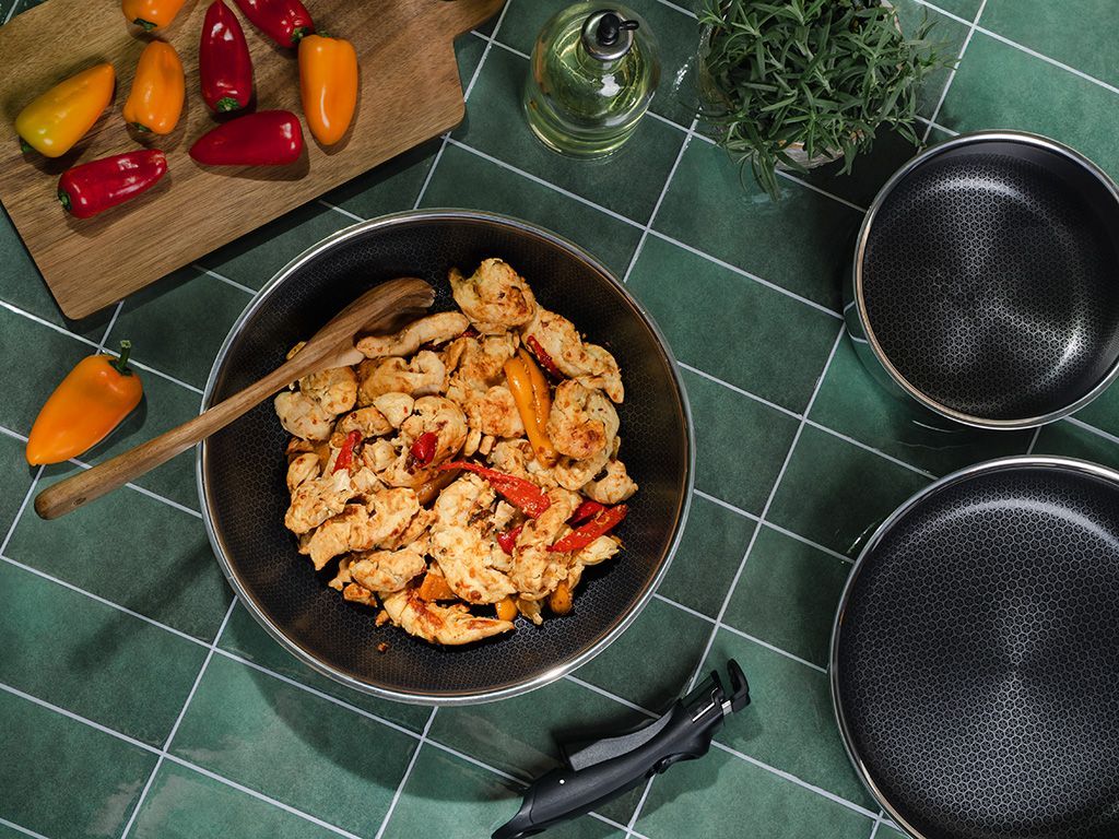 WOK- OG SAUTÉSÆT MED AFTAGELIGT HÅNDTAG – 2 DELE - Image 2